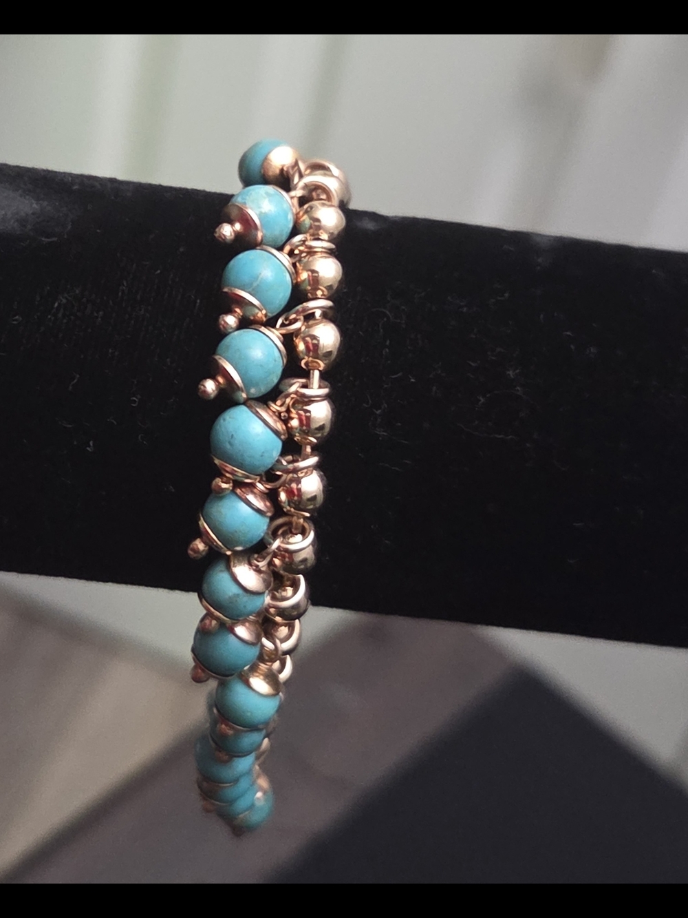 Milor Italy Bronze Turquoise Bead Dangle Bracelet Boho